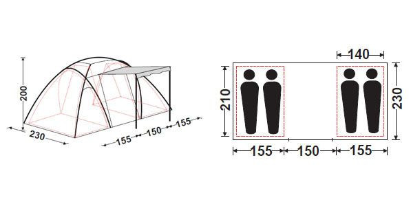 Палатка KingCamp Bari 6 (KT3031) Blue/Grey  