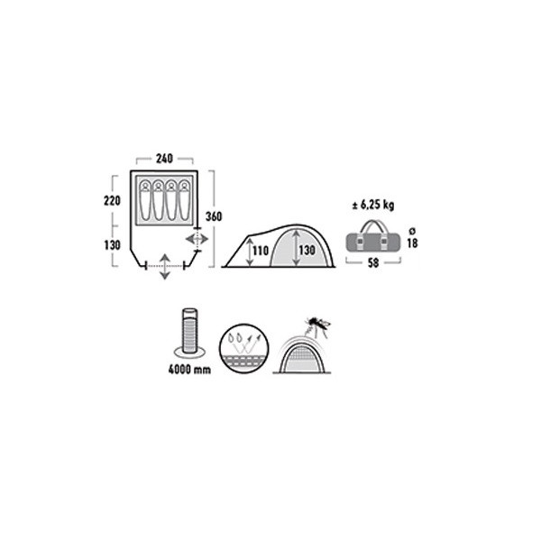Палатка High Peak Mesos 4 (Dark Grey/Green)  