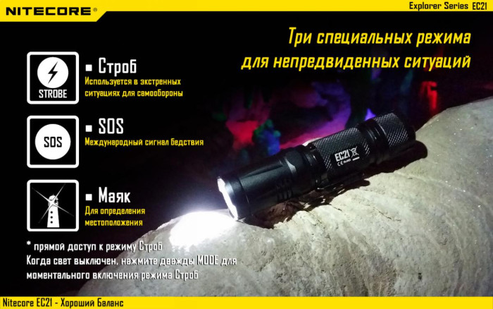Карманный фонарь Nitecore EC21, 460 люмен  