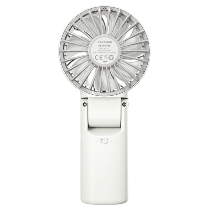 Портативный вентилятор Nitecore NEF03 Pro (LED-дисплей, 5 скоростей, до 5.8 м/с), белый  
