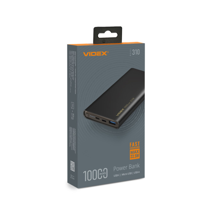 Повербанк 10000mAh VIDEX VPB-310 22.5W Black  