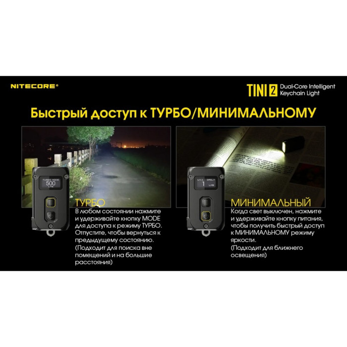 Фонарь наключный Nitecore TINI 2 серый  