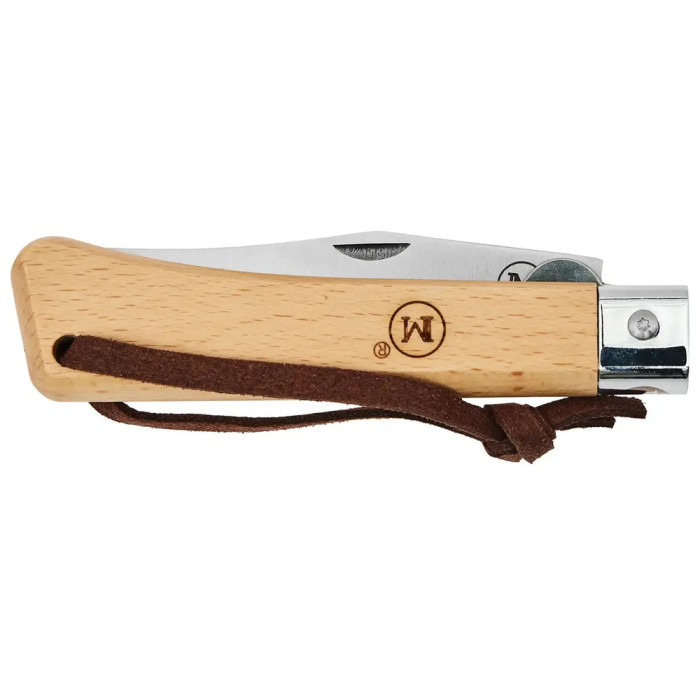 Нож Main Knives Workers line, beech wood handle, clip point blade and PU loop light brown  