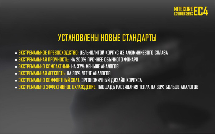 Карманный фонарь Nitecore EC4, 1000 люмен  