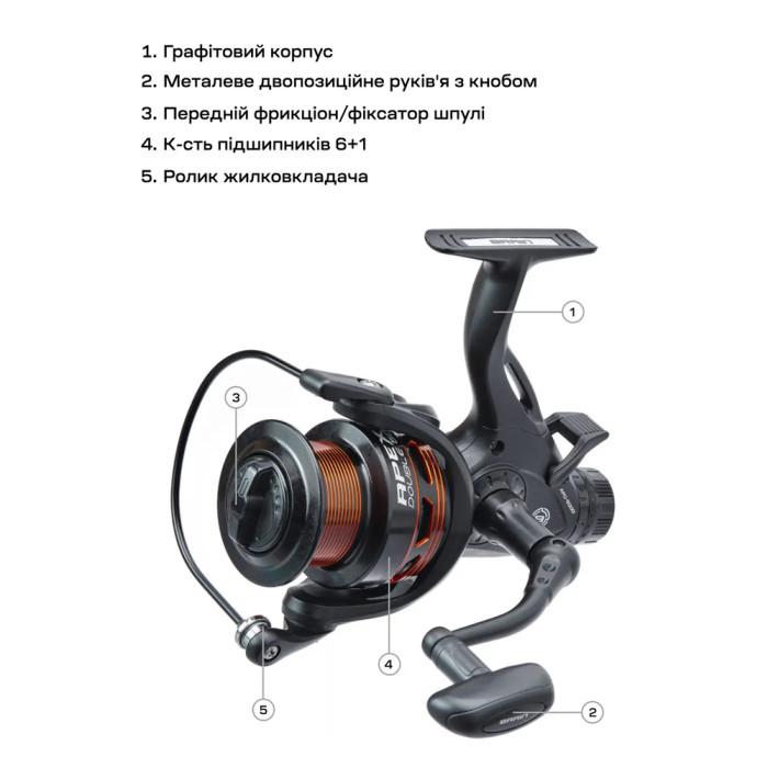 Катушка Brain Apex Double Baitrunner 5000 6+1BB 5.1:1  