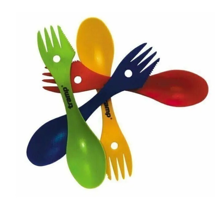 Ложка-вилка (ловилка) пластмассовая Tramp желтая  