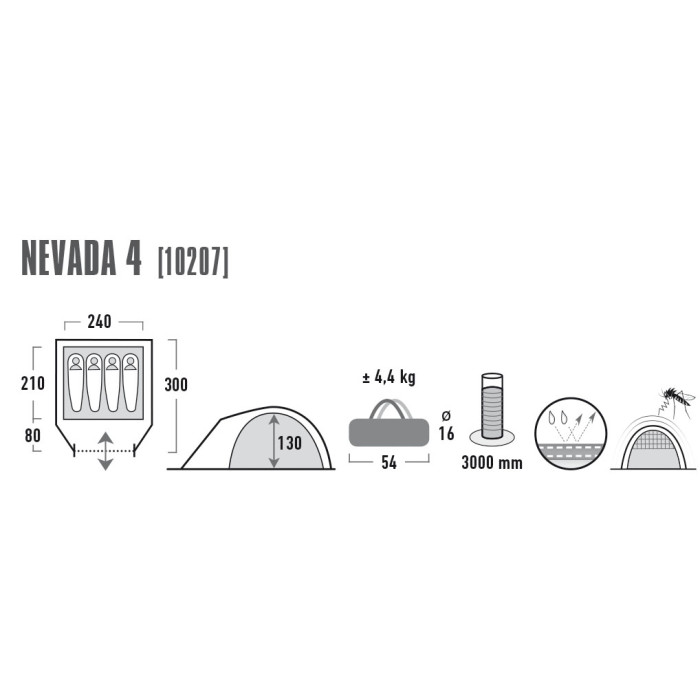 Палатка High Peak Nevada 4 Dark Grey/Red  