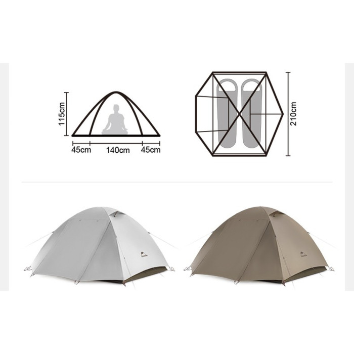 Палатка двухместная Naturehike Greek Style CNK2300ZP024 светло-кофейная  