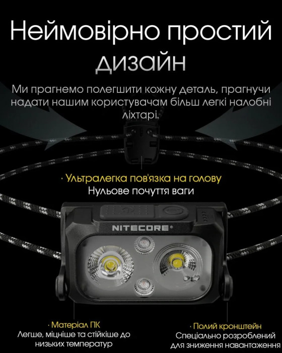 Фонарь налобный Nitecore NU25 UL NEW2 (400 люмен), черный  