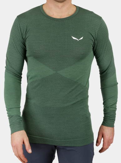 Термофутболка мужская Salewa ZEBRU RESPONSIVE L/S TEE - зеленая, L  