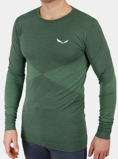 Термофутболка мужская Salewa ZEBRU RESPONSIVE L/S TEE - зеленая, L  