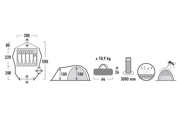 Палатка High Peak Amora 5 (Tuscany oliv)  