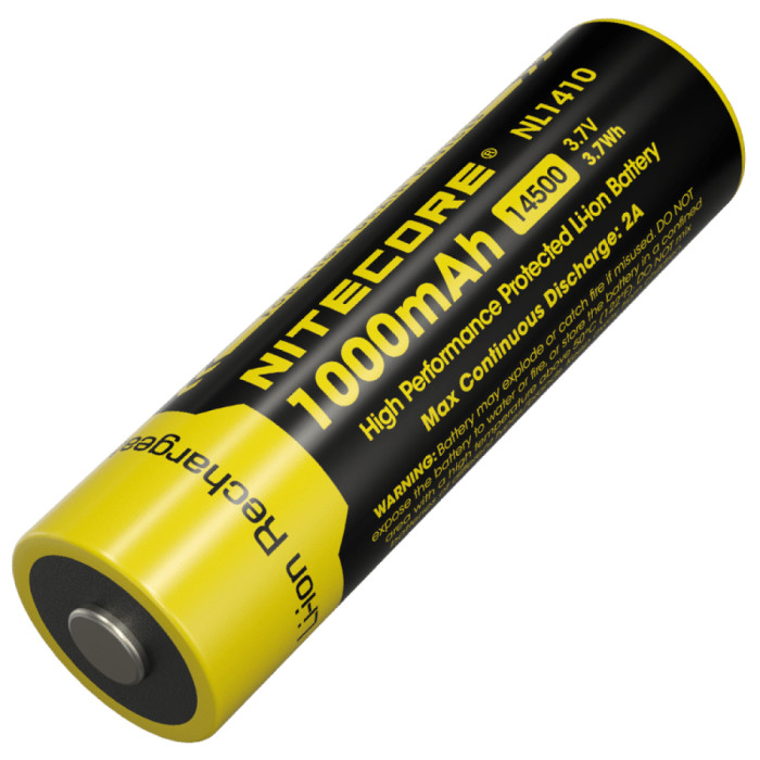 Аккумулятор литиевый Li-Ion 14500 Nitecore NL1410 (1000mAh), защищенный  