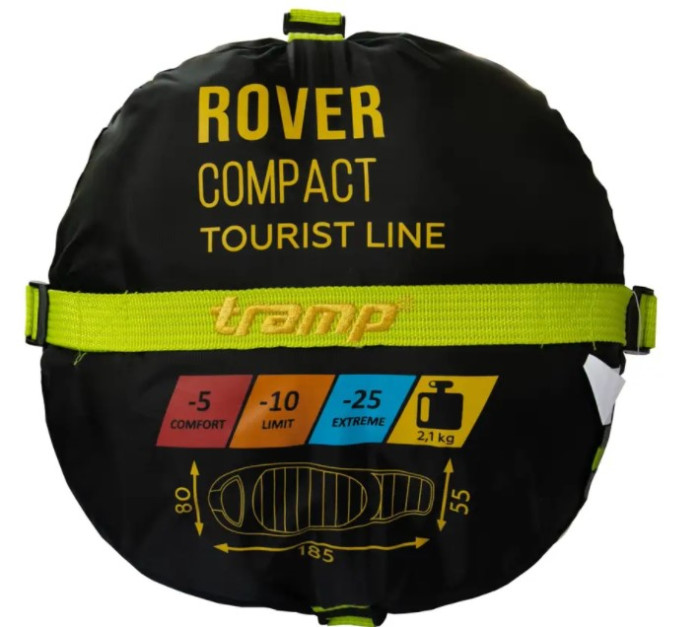 Спальный мешок Tramp Rover Compact кокон левый оливковый/серый 185/80-55 TRS-050С  