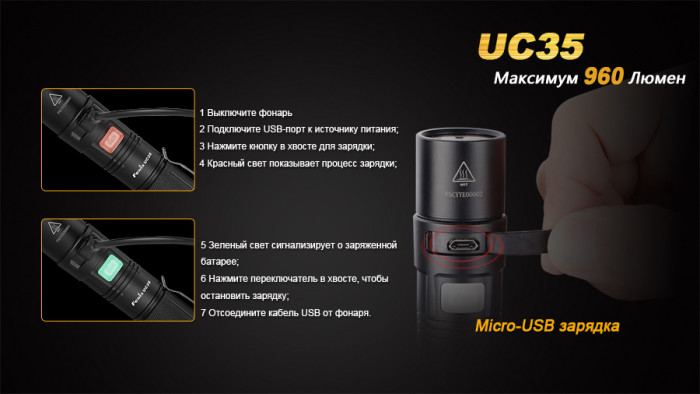 Карманный фонарь Fenix UC35 XM-L2 (U2), 1000 люмен  