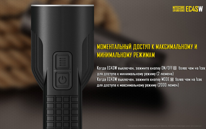Карманный фонарь Nitecore EC4Sw, 2000 люмен  