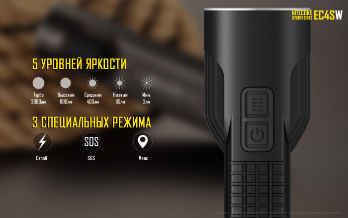 Карманный фонарь Nitecore EC4Sw, 2000 люмен  
