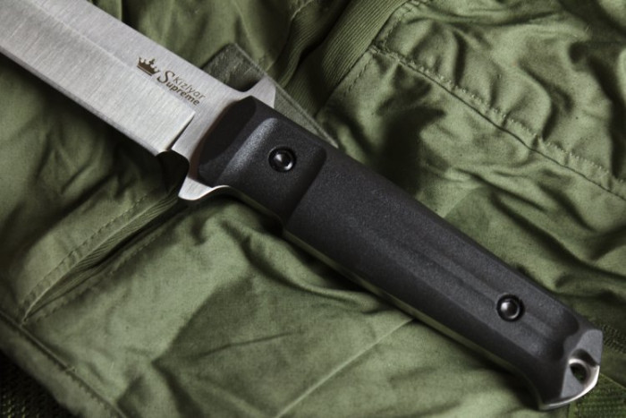 Нож Kizlyar Supreme Trident кратон сатин, сталь AUS8, камо ножны  