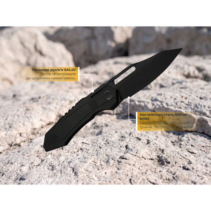 Нож складной туристический Weknife Bogey (9.3 см) Bohler M390 / Titanium черный  