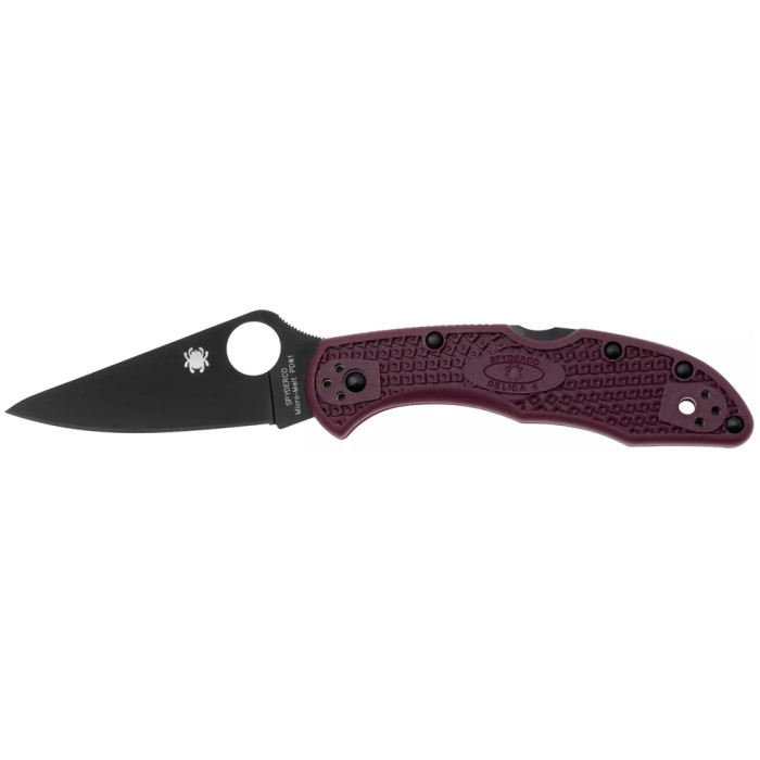 Нож Spyderco Delica 4 Lightweight Black Blade Micro-Melt PD1, FRN burgundy  