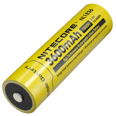 Аккумулятор литиевый Li-Ion 18650 Nitecore NL1836 3.6V (3600mAh), защищенный
