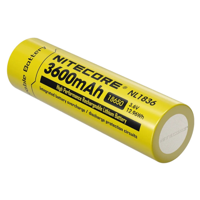 Аккумулятор литиевый Li-Ion 18650 Nitecore NL1836 3.6V (3600mAh), защищенный  