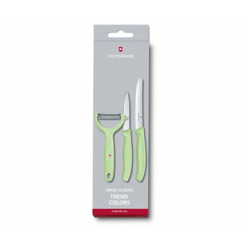 Кухонный набор из 3-ёх предметов Victorinox Swiss Classic Trend Colors Paring Knife Set with Tomato and Kiwi Peeler (6.7116.33L42), салатовый  