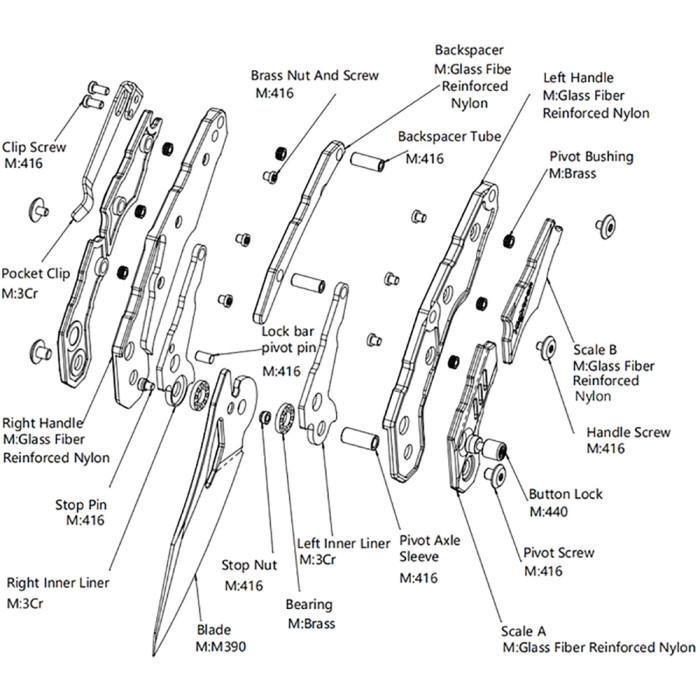 Нож Hightron Spectron, M390, GFN, черный, черный клинок  
