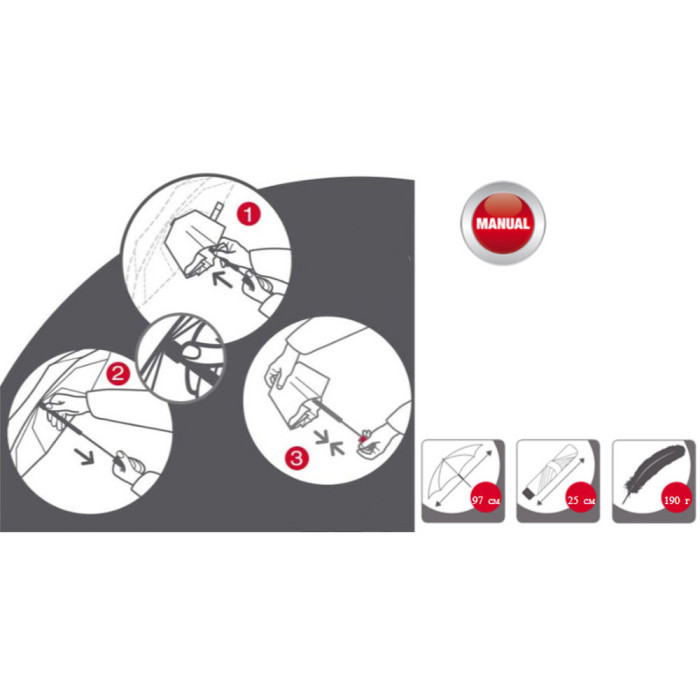 Зонт Knirps AS.050 Black Мех / Складной / 6спиц / D98x24см  