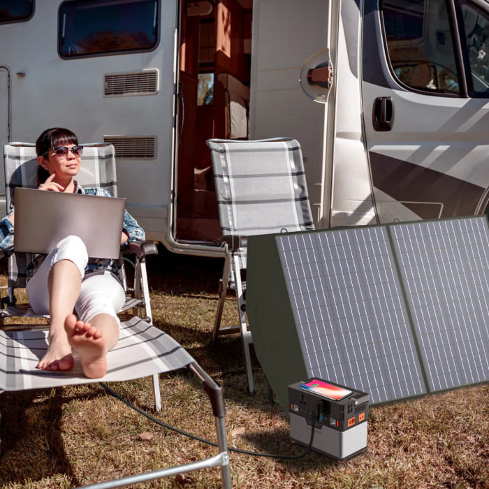 Солнечная панель ALLPOWERS портативная 100W, поликристаллическая (поврежденная/отсутствующая упаковка)  