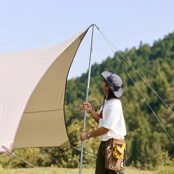 Тент для кемпинга Naturehike Moraine NH19TM004, 150D / Silver Coated, 680х576 см, серый (с двумя стойками)  