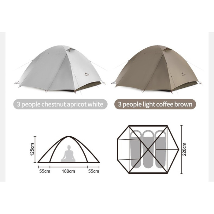 Палатка трехместная Naturehike Greek Style CNK2300ZP024 светло-кофейная  