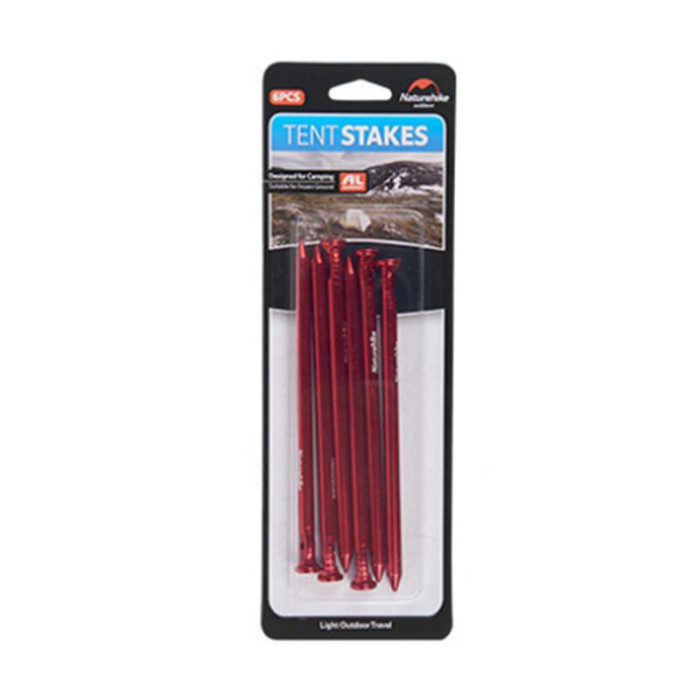Колья алюминиевые цилиндрические Naturehike NH17D025-D, 15 см, красные (6 шт)  