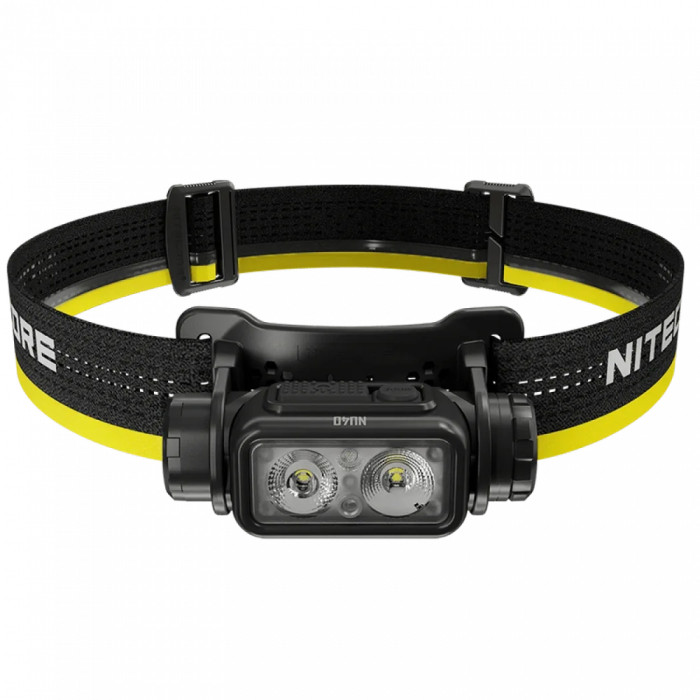 Фонарь налобный Nitecore NU40 (Белый + Красный LED, 1000 люмен, 9 режимов, 1x18650, USB-C, датчик приближения)  