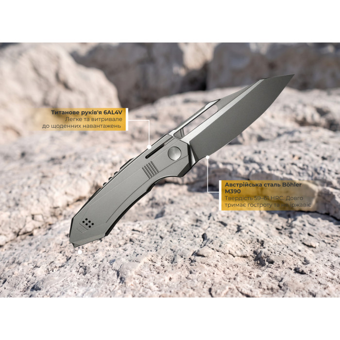 Нож складной туристический Weknife Bogey (9.3 см) Bohler M390 / Titanium серый  