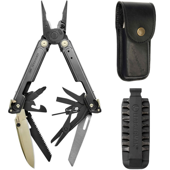 Мультиинструмент Leatherman ARC Obsidian Limited, кожаный чехол, биты  
