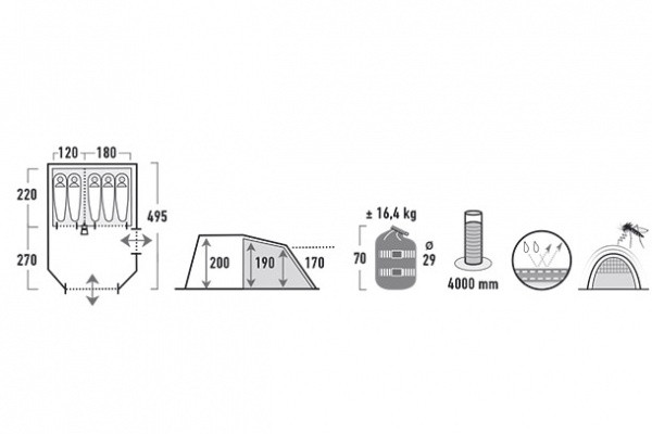 Палатка High Peak Durban 5 (Grey/Blue)  