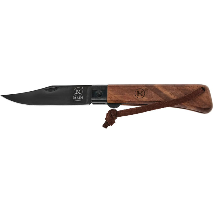 Нож Main Knives Workers line, walnut wood handle, clip point black titanium coat brown  