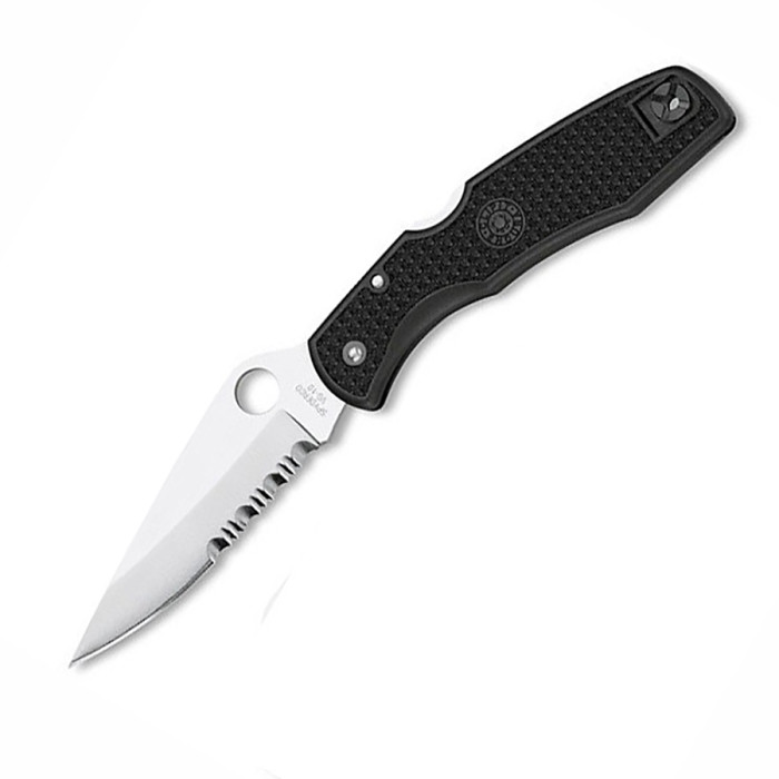 Нож Spyderco Endura Black FRN, полусеррейтор  