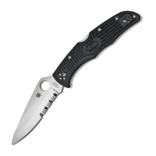 Нож Spyderco Endura Black FRN, полусеррейтор  