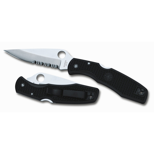 Нож Spyderco Endura Black FRN, полусеррейтор  