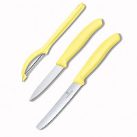 Кухонный набор из 3-ёх предметов Victorinox Swiss Classic, Paring Knife set with peeler, 3 pieces, лимонный