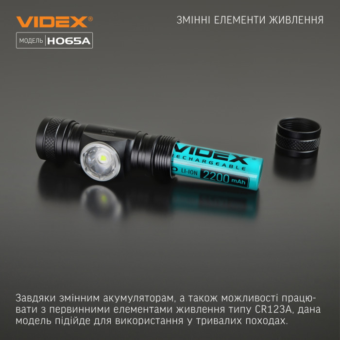 Налобный светодиодный фонарик VIDEX VLF-H065A 1200Lm 5000K  
