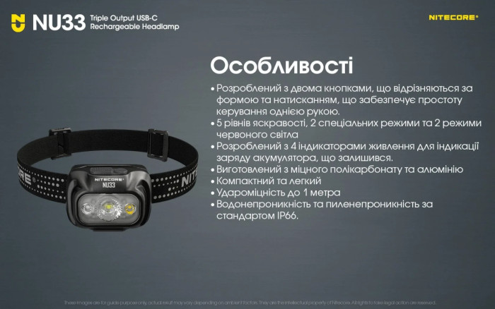 Фонарь налобный Nitecore NU33 limited edition (700 люмен)  