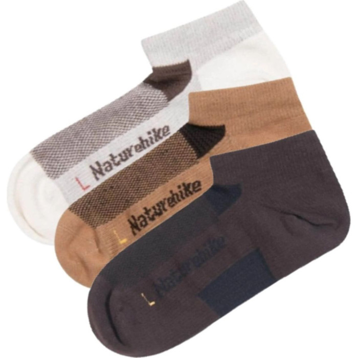 Носки быстро высыхающие Naturehike NH21FS013, 3 пары (бежевые, коричневые), размер М 