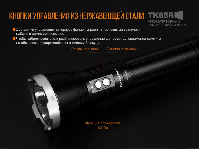 Тактический фонарь Fenix TK65, черный, Cree XHP70  
