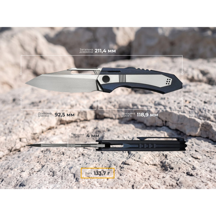 Нож складной туристический Weknife Bogey (9.3 см) Bohler M390 / Titanium синий  