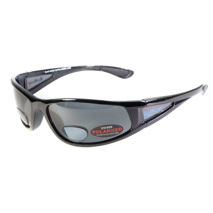 Очки BluWater Bifocal-3 (+2.5) Polarized (gray) черная бифокальная линза с диоптриями 