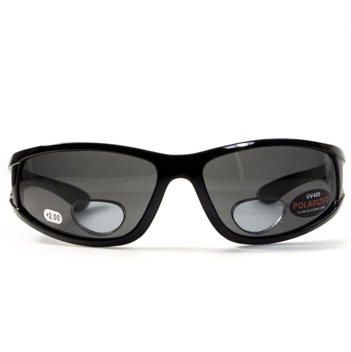 Очки BluWater Bifocal-3 (+2.5) Polarized (gray) черная бифокальная линза с диоптриями  