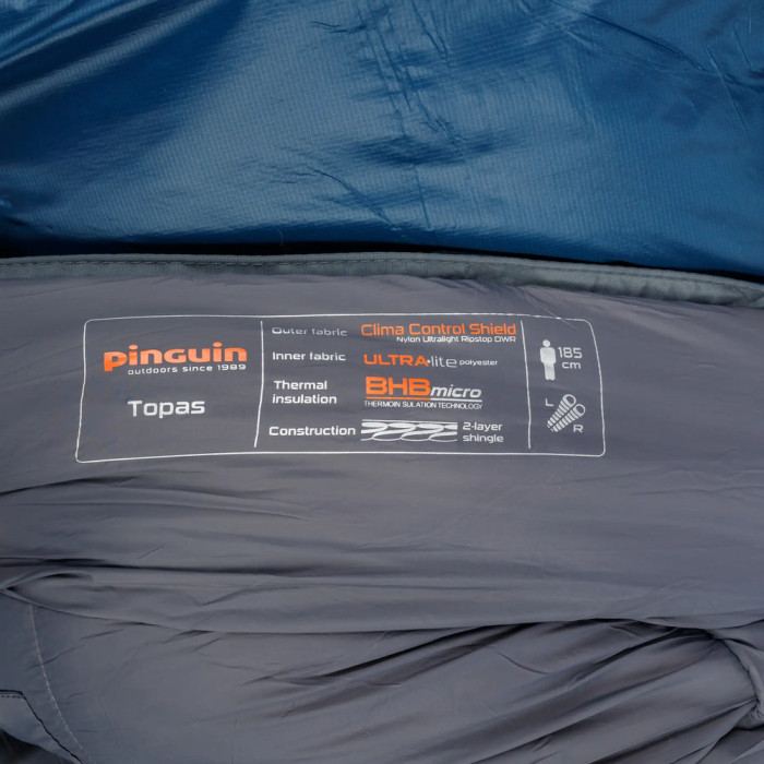 Спальный мешок Pinguin Topas (-1/-7°C), 195 см - Right Zip, Blue (PNG 231458) 2020  